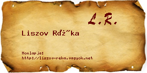 Liszov Réka névjegykártya